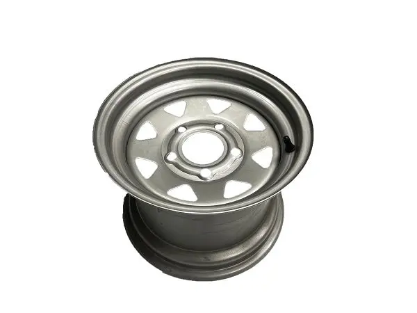 12×8.50 Inch Lawn Mower Wheel with 5×4.5 Bolt Pattern and Silver Finish (Part #781252)