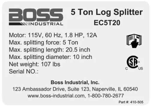 Boss Series Technical Specifications Decal (410-505)
