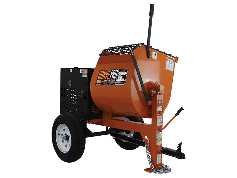 BravePro 6-Cubic-Foot Steel Drum Mortar Mixer Equipped with Honda GX240 (BRPMM106H)