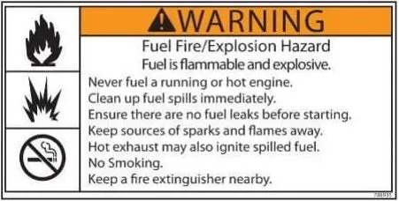 Fuel Fire and Explosion Risk Warning Decal (Part #788935)