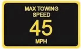 Maximum Towing Speed Warning Decal for Heavy-Duty Equipment (Part #791123)