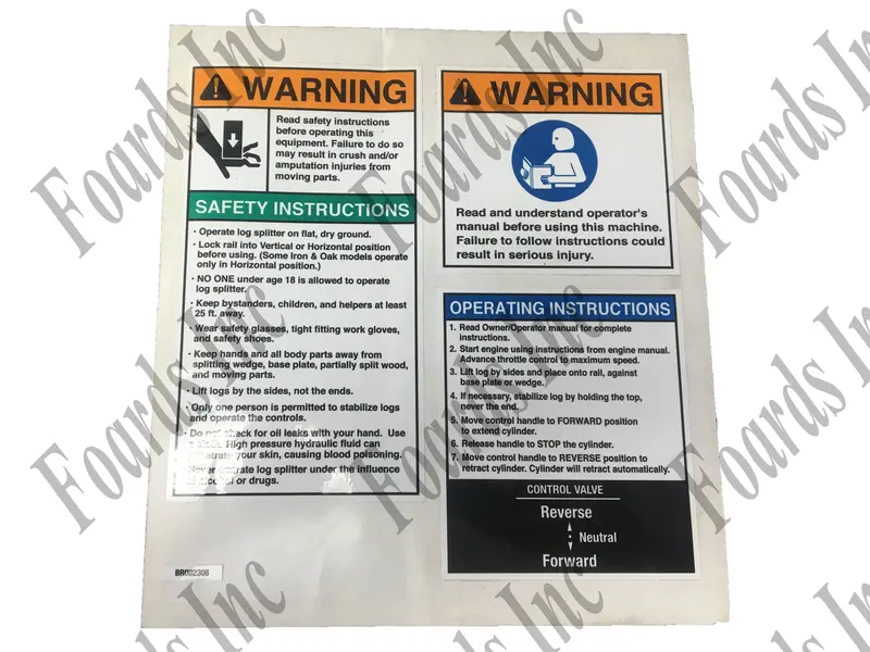 Operator Warning & Instruction Decal Kit – Multi-Function Safety Set