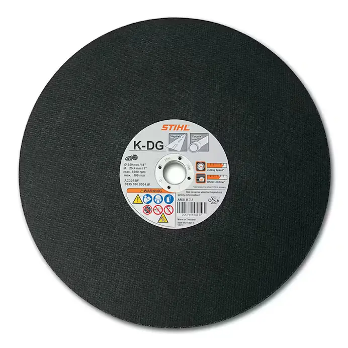 STIHL K-DG Asphalt & Ductile Iron Abrasive Wheel – 12″ Diameter, 20mm Arbor (Part #0835 030 8000)