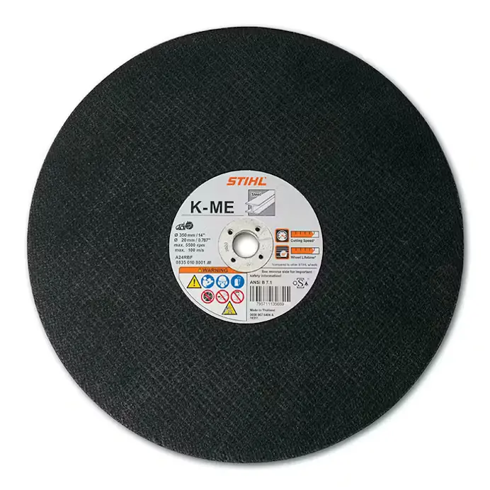 STIHL K-ME Metal-Cutting Abrasive Wheel – 14″ Diameter, 20mm Arbor (Part #0835 010 8001)