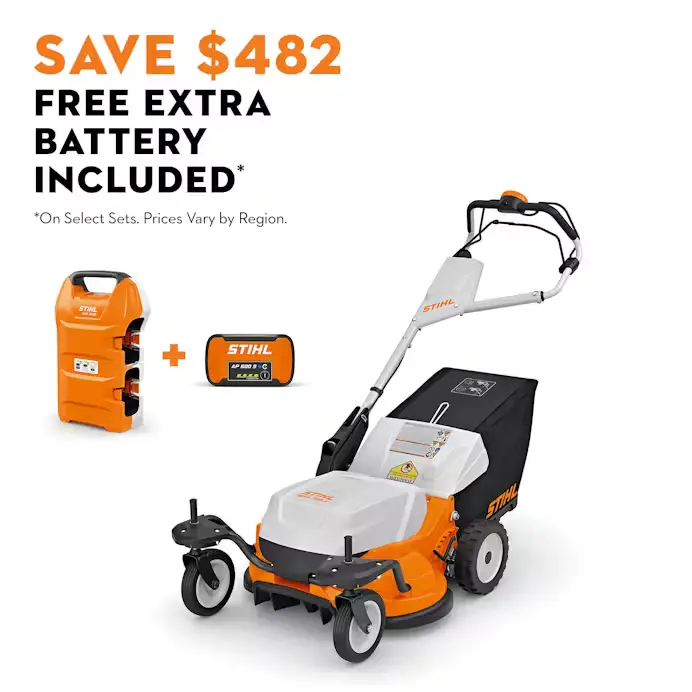 STIHL RMA 765 V Cordless Self-Propelled Mower with ADA 1000 Adapter, AP 500 S Battery & Bonus AP 500 S (6392 200 0024)