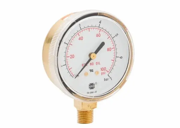 Harris 2.5-Inch Pressure Gauge For Regulators – 100 Psi / 7 Bar, Brass Housing (9006289) 1