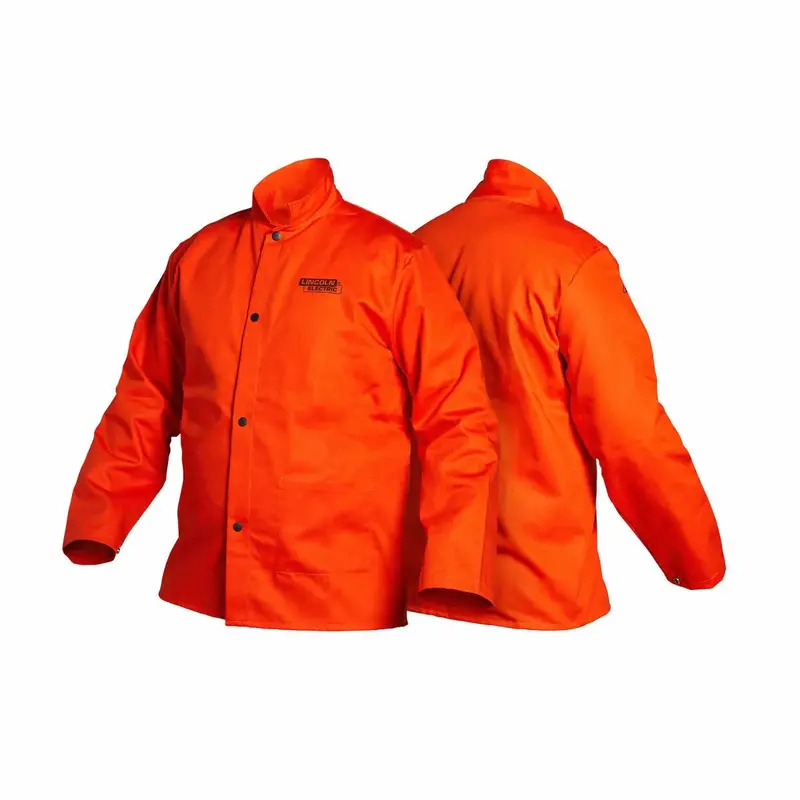 Lincoln K4688-M Flame-Resistant Welding Jacket – Bright Orange, Medium Fit 1